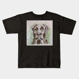 Black Labrador line art. Kids T-Shirt